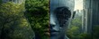 © Aryan - Two halves of a face depicting a thriving forest and a concrete jungle