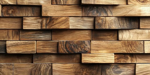 Poster - wooden wall design featuring assorted natural textures and colors in a contemporary interior setting