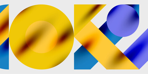 Poster - Modern abstract background featuring circles, lines, and triangles in a dynamic geometric composition. Perfect for stylish, tech, or creative-themed designs