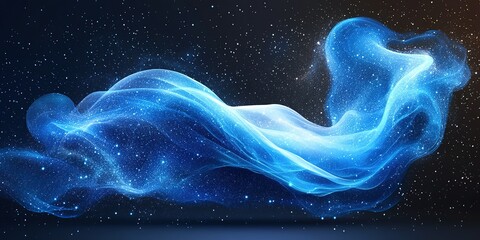 Poster - Colorful abstract wave of light and stars flowing in a dark cosmic background