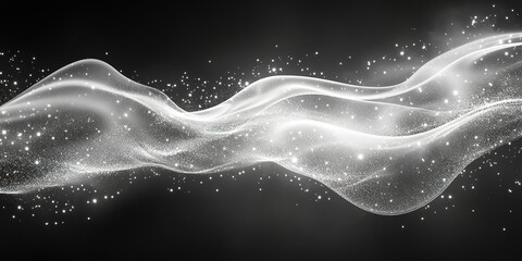 Poster - Flowing waves of shimmering light create an ethereal atmosphere with sparkling details in a dark backdrop