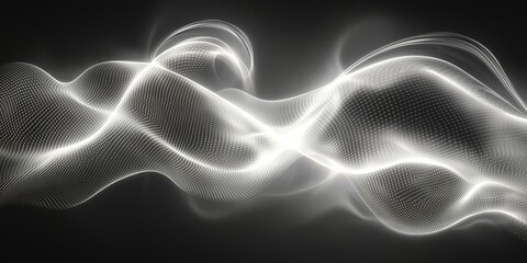 Fototapete - Light waves create a mesmerizing abstract pattern against a dark background in an artistic display