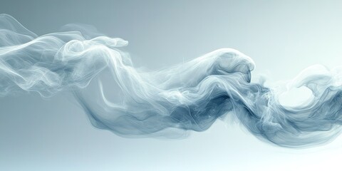 Poster - Swirling blue smoke forms abstract patterns against a light background in a serene setting