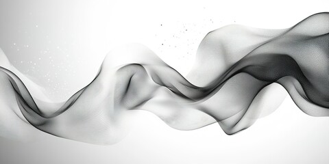 Poster - Abstract flowing waves of black and gray colors create a dynamic visual effect in a minimalist space