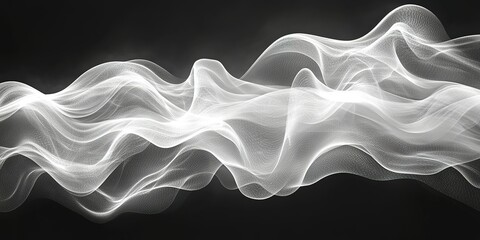 Poster - Flowing waves of translucent light create a mesmerizing display of abstract patterns in black and white