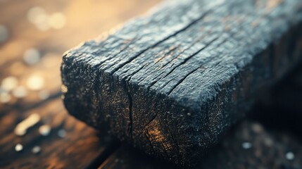 Wall Mural - Weathered wood plank, close-up, rustic background, construction