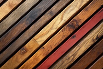 Poster - Abstract Background Featuring Diagonal Wooden Planks in Various Shades of Brown and Red with Natural Textures and Patterns for Creative Projects