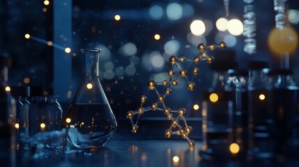 Canvas Print - scientific researchers conducting experiments with molecular models in a high-tech laboratory, analy