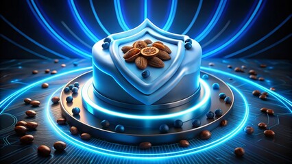 Poster - Futuristic Blue Energy Shield: Cyber Security Power Button Protection
