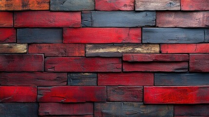 Poster - a detailed view of a brick wall with red and black bricks, ideal for architectural or construction-t