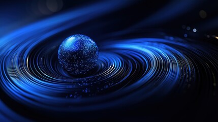 Wall Mural - Cosmic nebula: glowing orb at the heart of a spiraling blue energy field, dark mysterious space background