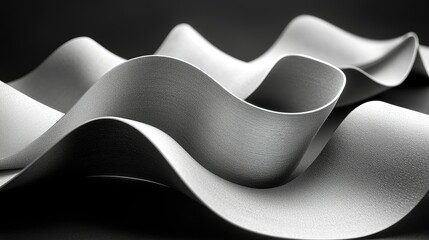 Poster - Abstract Grey Waves Sculpted Surface Design