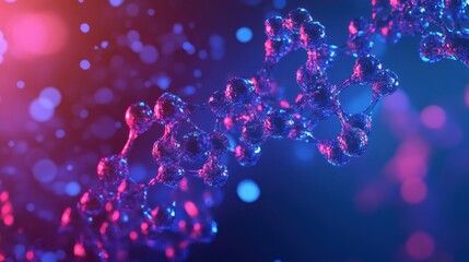 Poster - Abstract Molecular Structure: Neon Glow DNA Helix