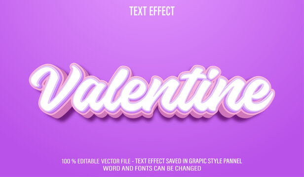 Valentine's Day 3d editable text effect style