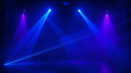 Wall Mural - blue spot lights stage background. generative ai