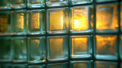 Poster - a close-up view of a glass block wall with intricate details and textures