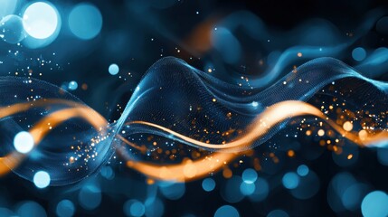 Poster - Mesmerizing Swirling Waves of Luminous Digital Energy Flowing Through Cosmic Space