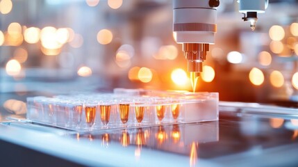 Poster - Robotic manufacturing equipment in modern industrial factory workspace