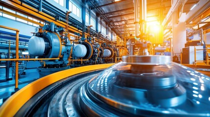 Poster - Futuristic and Mechanized Industrial Plant with Intricate Piping and Valves