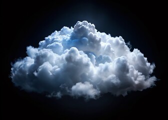 Wall Mural - Isolated White Cloud at Night, Dramatic Night Sky, Celestial Cloud, Fluffy Cloud, White Cloud Background