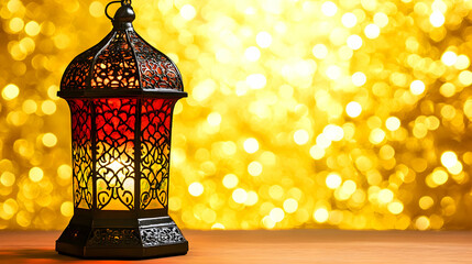 Sticker - Festive Ramadan lantern, bokeh background