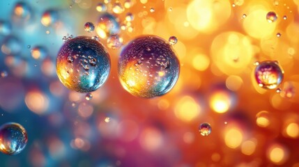 Poster - vibrant colorful bubbles in a dreamy abstract background creating a magical atmosphere with light re