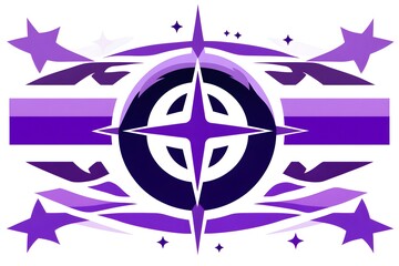 Poster - Abstract Purple Starburst Design: Cosmic Rays, Galaxy, Starry Night, Celestial,  Space, Universe,  Shine, Twinkle,  Mystic,  Purple Hues,  with Vivid Color Schemes and Geometric Shapes.