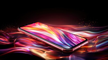 Poster - swirling radiant waves of captivating color and light in mesmerizing motion