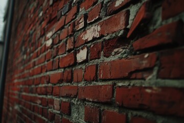 Poster - a red brick wall with a clock mounted on it