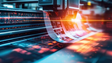 Poster - Blazing High Tech Machinery in Motion Sparks Digital Innovation