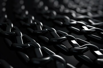 Poster - Interlocking black chains form a secure and visually striking pattern, symbolizing strength, connection, and industrial design