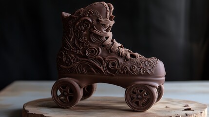 Wall Mural - A chocolate roller skate with edible wheels and textured details