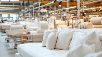 Poster - Cozy Modern Furnishings Reflected in a Spacious Industrial Warehouse