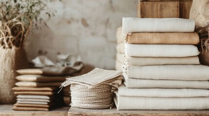 Poster - Neatly Stacked Textbooks and Notebooks on Wooden Table in Cozy Study Workspace