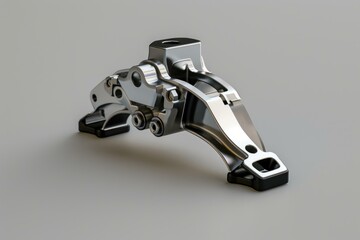 Poster - Shiny metallic robotic leg featuring articulated joints and rubber pads, suggesting advanced technological development