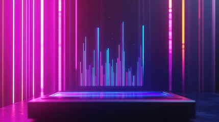 Poster - Neon Synthwave Data Visualization: Abstract Digital Art