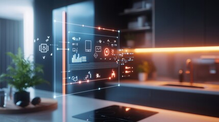 Poster - Futuristic Digital Dashboard with Holographic Interface and Smart Data Analytics