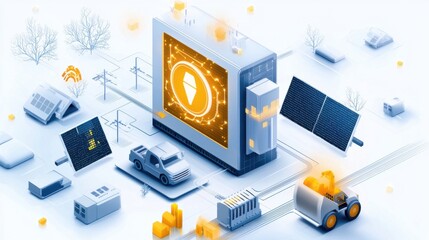 Poster - futuristic renewable energy infrastructure and sustainable technology solutions concept