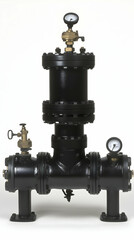 Poster - Industrial filter system, pressure gauge, white background, manual