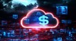 © Gophotograph - Innovative illustration depicting futuristic cloud financial management concepts.