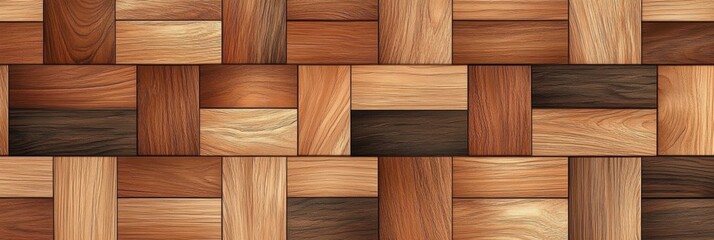 Poster - Seamless Pattern of Various Wooden Laminates in Rich Shades of Brown and Tan Ideal for Backgrounds or Textures in Interior Design Projects
