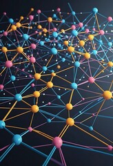 Poster - Abstract Network Of Colorful Interconnected Nodes