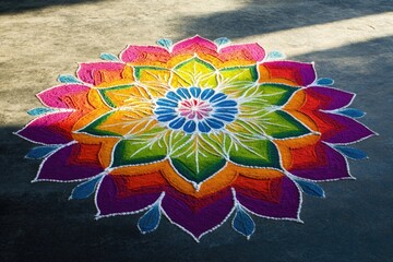 Wall Mural - a bright and colorful flower is painted on the ground