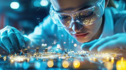 Poster - Futuristic Microscopic and Scientific Discovery in a High Tech Laboratory