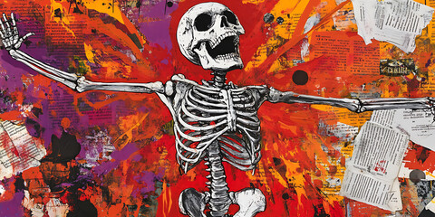 Sticker - Abstract Skeleton in Vibrant Colors