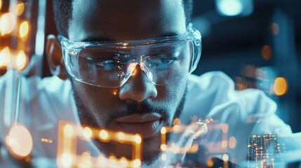 Poster - Focused Scientist Conducting Experiment in Laboratory Setting