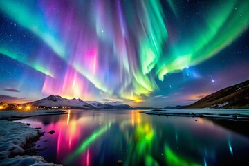 Aufkleber - Mystical Aurora Borealis: 12 Hues of Emotional Light, Copy Space Left