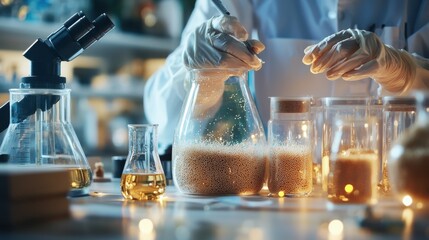 Poster - two scientists conducting a chemical experiment in a laboratory setting