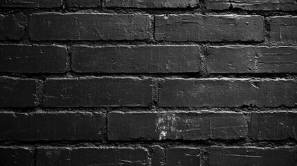 Poster - A close-up shot of a dark-colored brick wall with mortar and texture visible