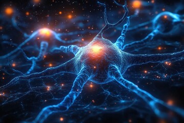 Poster - 3D Visualization of Neurons and Synapses in the Human Brain Representing Complex Neural Interactions and Connections